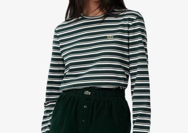 Lacoste γυναικεία μπλούζα με ριγέ σχέδιο και λογότυπο Regular Fit - TF7573-00 Κυπαρισσί - LACOSTE - 