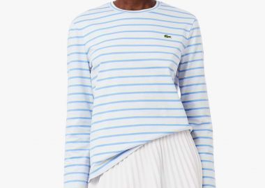 Lacoste γυναικεία μπλούζα με ριγέ σχέδιο και λογότυπο Regular Fit - TF7573-00 Μπλε Ανοιχτό - LACOSTE - 