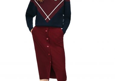 Lacoste γυναικεία pencil φούστα με κουμπιά Buttoned Mid-Length Stretch - JF8495 Κεραμιδί - LACOSTE - 
