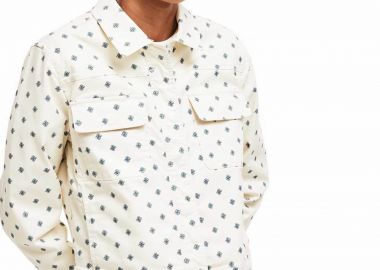 Lacoste γυναικείο denim jacket με all-over print και τσέπες - BF3364 Λευκό - LACOSTE - 