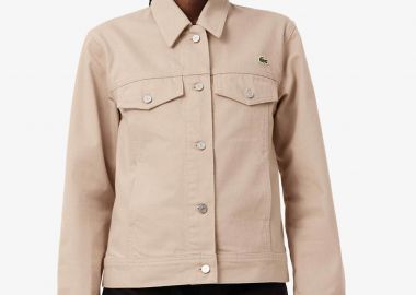 Lacoste γυναικείο denim jacket με λογότυπο Slim Fit - BF0244 Μπεζ - LACOSTE - 