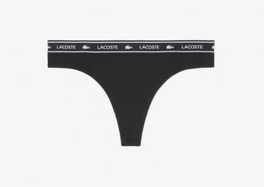 Lacoste γυναικείο εσώρουχο string brief με logo tape - 8F1342-00 Μαύρο - LACOSTE - 