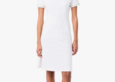 Lacoste γυναικείο mini φόρεμα με contrast trims και λογότυπο Slim Fit - EF9855 Λευκό - LACOSTE - 