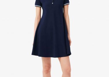 Lacoste γυναικείο mini φόρεμα πόλο με λογότυπο Flared Fit - EF5288 Μπλε Σκούρο - LACOSTE - 