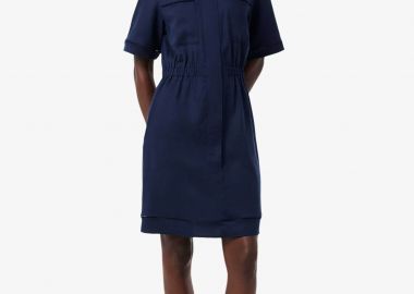 Lacoste γυναικείο mini φόρεμα σεμιζιέ με τσέπες και λογότυπο Regular Straight Fit - EF0201 Μπλε Σκούρο - LACOSTE - 
