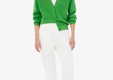 Lacoste γυναικείο παντελόνι φόρμας με κεντημένο λογότυπο Straight Fit - XF7604-00 Λευκό - LACOSTE - 