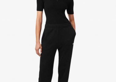 Lacoste γυναικείο παντελόνι φόρμας με κεντημένο λογότυπο Straight Fit - XF7604-00 Μαύρο - LACOSTE - 