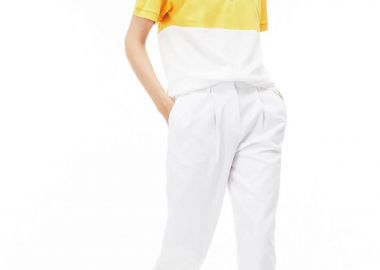 Lacoste γυναικείο παντελόνι με πιέτες μονόχρωμο - HF2970 Λευκό - LACOSTE - 