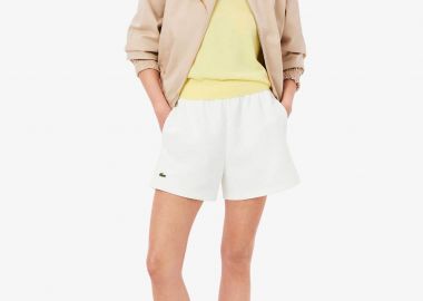 Lacoste γυναικείο σορτς πικέ με κεντημένο λογότυπο - GF6901-00 Λευκό - LACOSTE - 