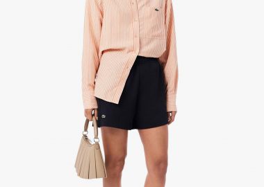 Lacoste γυναικείο σορτς πικέ με κεντημένο λογότυπο - GF6901-00 Μπλε Σκούρο - LACOSTE - 
