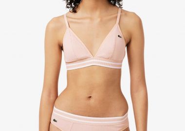 Lacoste γυναικείο σουτιέν ribbed triangle με κεντημένο λογότυπο - IF2671-00 Ροζ Ανοιχτό - LACOSTE - 