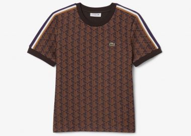 Lacoste γυναικείο T-shirt με all-over monogram με κεντημένο λογότυπο Slim Fit - TF3244-00 Καφέ - LACOSTE - 