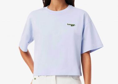 Lacoste γυναικείο T-shirt με κεντημένο λογότυπο Relaxed Fit - TF7605-00 Σιελ - LACOSTE - 