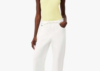 Lacoste γυναικείο τζιν παντελόνι πεντάτσεπο Wide Leg - HF0206-00 Λευκό - LACOSTE - 