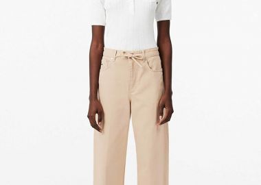Lacoste γυναικείο τζιν παντελόνι πεντάτσεπο Wide Leg - HF0206-00 Μπεζ - LACOSTE - 