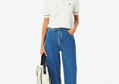 Lacoste γυναικείο τζιν παντελόνι πεντάτσεπο Wide Leg - HF0206-00 Μπλε - LACOSTE - 