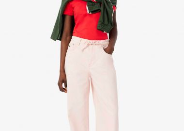 Lacoste γυναικείο τζιν παντελόνι πεντάτσεπο Wide Leg - HF0206-00 Ροζ Ανοιχτό - LACOSTE - 