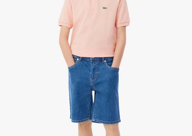 Lacoste παιδική denim βερμούδα πεντάτσεπη Straight Cut - FJ7381 Denim Blue - LACOSTE - 