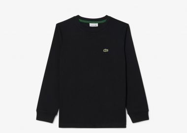 Lacoste παιδική μακρυμάνικη μπλούζα με κεντημένο λογότυπο Classic Fit - TJ0804 Μαύρο - LACOSTE - 