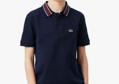 Lacoste παιδική μπλούζα πόλο πικέ με contrast stripe γιακά και κεντημένο λογότυπο - PJ1051 Μπλε Σκούρο - LACOSTE - 