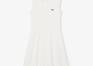 Lacoste παιδικό αμάνικο φόρεμα πόλο πικέ με λογότυπο Flared Fit - EJ6623 Λευκό - LACOSTE - 