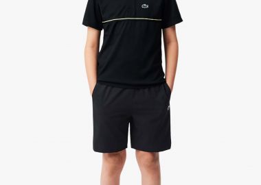 Lacoste παιδικό σορτς Ultra Dry με contrast ρίγα με λογότυπο - GJ6311 Μαύρο - LACOSTE - 