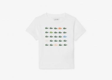 Lacoste παιδικό T-shirt με crocodile print - TJ6943 Λευκό - LACOSTE - 