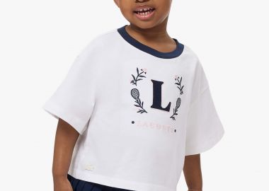 Lacoste παιδικό T-shirt με graphic logo Oversized Fit - TJ6645 Λευκό - LACOSTE - 