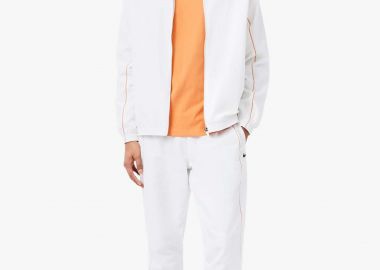 Lacoste σετ ανδρική φόρμα αδιάβροχη με contrast ρίγα και λογότυπο Regular Fit - WH0265 Λευκό - LACOSTE - 