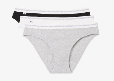 Lacoste σετ γυναικεία εσώρουχα brief με contrast μέση και λογότυπο (3 τεμάχια) - 8F1338 Γκρι - LACOSTE - 