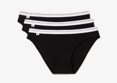 Lacoste σετ γυναικεία εσώρουχα brief με contrast μέση και λογότυπο (3 τεμάχια) - 8F1338 Μαύρο - LACOSTE - 