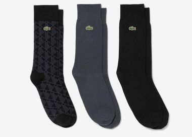 Lacoste σετ unisex μακριές κάλτσες με κεντημένο λογότυπο (3 ζευγάρια) - RA5996-00 Μαύρο - LACOSTE - 