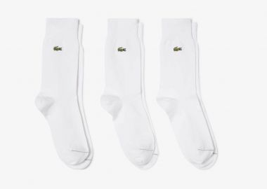 Lacoste σετ unisex μακριές κάλτσες με κεντημένο λογότυπο (3 ζευγάρια) - RA8142 Λευκό - LACOSTE - 