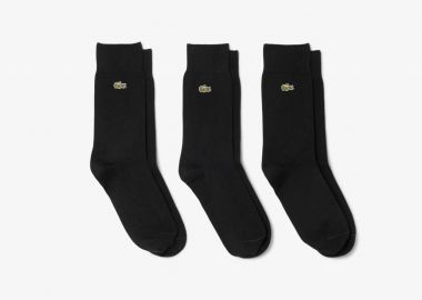 Lacoste σετ unisex μακριές κάλτσες με κεντημένο λογότυπο (3 ζευγάρια) - RA8142 Μαύρο - LACOSTE - 