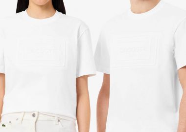 Lacoste unisex T-shirt με ανάγλυφο λογότυπο Classic Fit - TH0794 Λευκό - LACOSTE - 