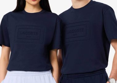 Lacoste unisex T-shirt με ανάγλυφο λογότυπο Classic Fit - TH0794 Μπλε Σκούρο - LACOSTE - 