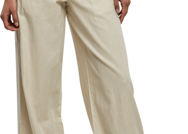 Ladies High Linen Mixed Wide Leg Pants Urban Classics TB5991-03680 softseagrass - Urban Classics - 