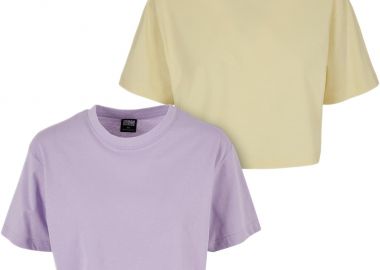 Ladies Short Oversized Tee 2-Pack Urban Classics TB1555A lilac+softyellow - Urban Classics - 