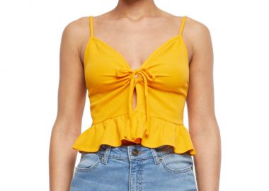Ladies Waffle Pique Ruffle Top Urban Classics TB6871-03677 magicmango - Urban Classics - 