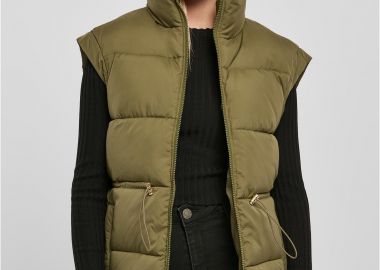 Ladies Waisted Puffer Vest Urban Classics TB5437 Olive - Urban Classics - 