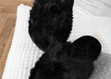 LANA BLACK FUR SLIPPERS -  - 