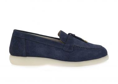 Lara Conte Madrid γυναικεία δερμάτινα suede loafers - W145Y6001054 Σκούρο Μπλε - LARA CONTE MADRID - 