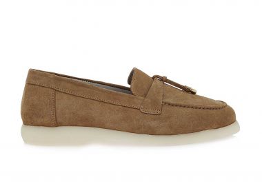 Lara Conte Madrid γυναικεία δερμάτινα suede loafers - W145Y6001416 Καμηλό - LARA CONTE MADRID - 