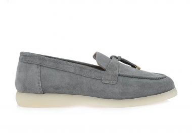 Lara Conte Madrid γυναικεία δερμάτινα suede loafers - W145Y6001569 Γκρι - LARA CONTE MADRID - 