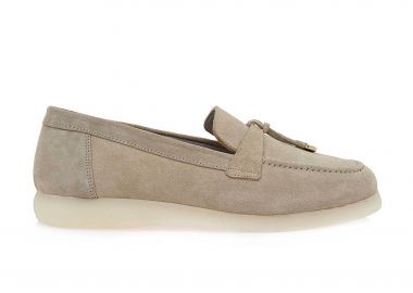 Lara Conte Madrid γυναικεία δερμάτινα suede loafers - W145Y6001585 Μπεζ - LARA CONTE MADRID - 