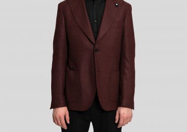 LARDINI Ανδρικό Κόκκινο Bordeaux Single-Breasted Blazer - LARDINI - 