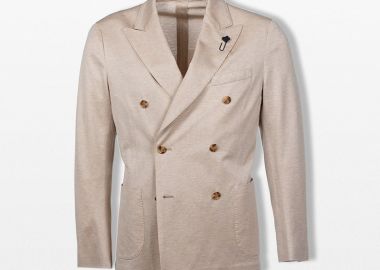 LARDINI Ανδρικό Μπεζ Double Breasted Blazer - LARDINI - 