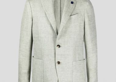 LARDINI Ανδρικό Πράσινο Single-Breasted Linen-Wool Blazer - LARDINI - 