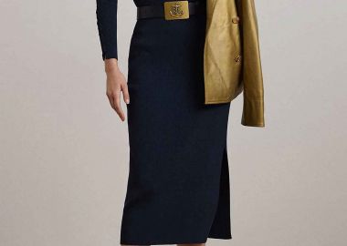 Lauren Ralph Lauren γυναικεία midi φούστα ribbed - 200957548001 Μπλε Σκούρο - LAUREN RALPH LAUREN - 