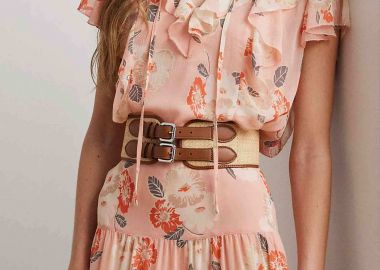 Lauren Ralph Lauren γυναικεία μπλούζα floral με βολάν - 200963698001 Ροζ - LAUREN RALPH LAUREN - 